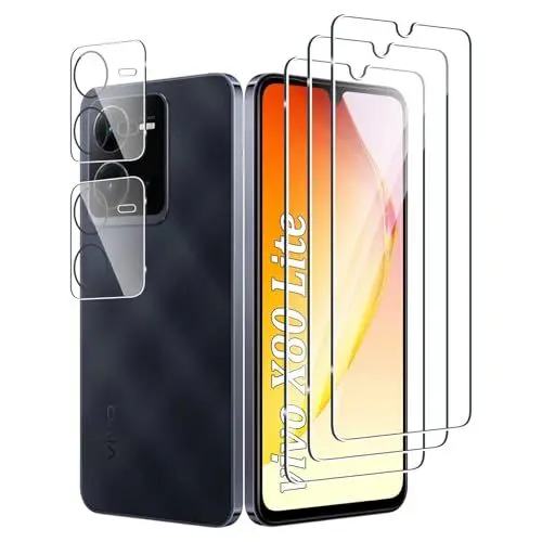 Produktbild: Fyqzio (3+2 Stück Gehärtetes Glas Schutzfolie kompatibel mit vivo X80 Lite und Kamera,Keine Blasen,9H Härte,Anti-Scratch,HD-Displayschutz fur vivo X80 Lite
