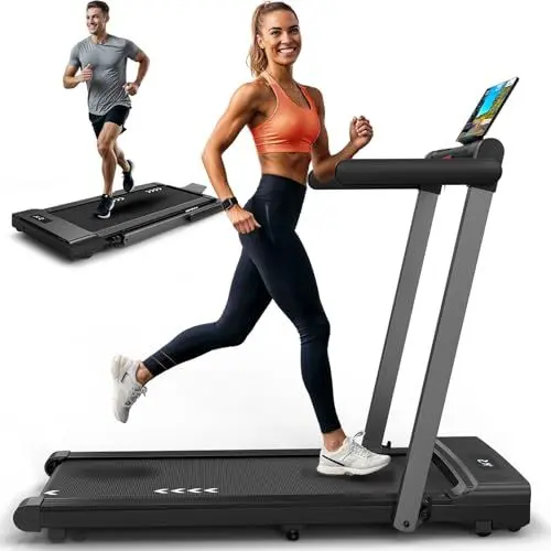 Produktbild: FYSIQ 3-in-1 Laufband für Zuhause - Walking Pad Hochleistung bis 12 km/h, Dual LED Anzeige, 12 Programme, Fernbedienung, Klappbar und APP-kompatibel
