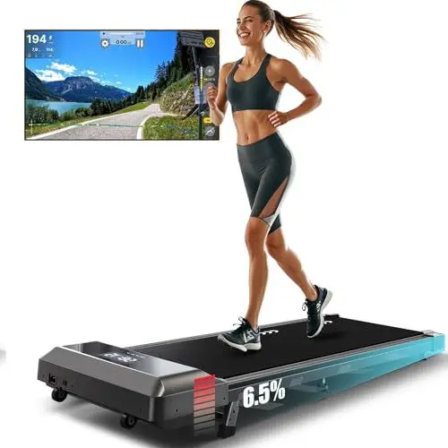 Produktbild: FYSIQ Bluetooth Walking Pad, Kompaktes Laufband für Zuhause mit Kostenloser APP Konnektivität, Einstellbarer Steigung und 1-6 km/h Geschwindigkeiten