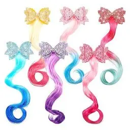 Produktbild: FYting 6Stk Haarsträhnen zum Einflechten,Haarschmuck Mädchen,Haarsträhnen Kinder Regenbogen-Haarverlängerungen, Prinzessinnen Haar Accessoires, Bunte Perücken, Haarbündel für Party, Anzieh