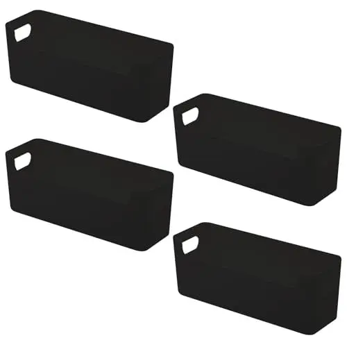 Produktbild: FYting Aufbewahrungskorb,4 Stück Badezimmer Organizer, Schubladen Organizer,Schminktisch Organizer,U-Port-Organizer Box für Schreibwaren, Socken, Unterwäsche, Datenkabel(Schwarz,25,5 x 8,5 x 8 cm)
