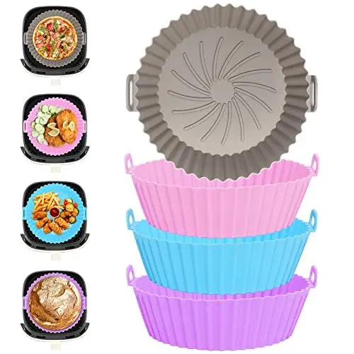 Produktbild: FYY 4 Stück Silikon Air Frieder Inside Chole, Durchmesser 20 cm, Lebensmittelqualität Air Frieder Silikon Backblech Ölbeständig Air Frieder, kompatibel mit Ninja Tower, Cosori