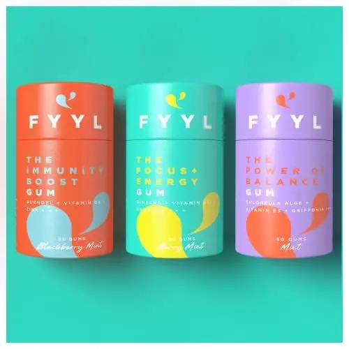 Produktbild: Plastikfreies Vitaminkaugummi - Bundle - Für dein Immunsystem - Für deine Konzentration und Energie - Anti-Stress und Ausgeglichenheit - 3er Bundle