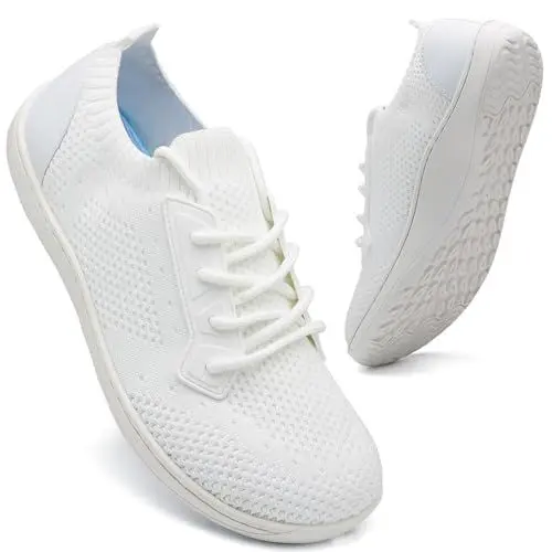 Produktbild: FZJIALI Barfußschuhe Damen Barfuss Sneaker Weiße Sommer Schuhe Mit Breiter Zehenbox Turnschuhe Sport Schuhe Laufschuhe Leichte Walkingschuhe Traillaufschuhe Minimalistische Weiss 38