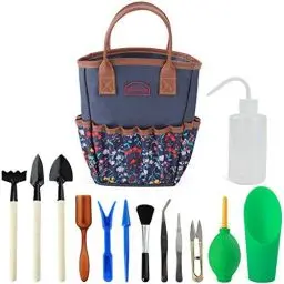 Produktbild: G GOOD GAIN Garten-Sukkulenten-Set mit Organizer-Tasche, Indoor-Mini-Hand-Gartenwerkzeug-Set, 14-teiliges Werkzeug für Bonsai-Pflanzgefäße Miniatur-Feenpflanzpflege.Blau