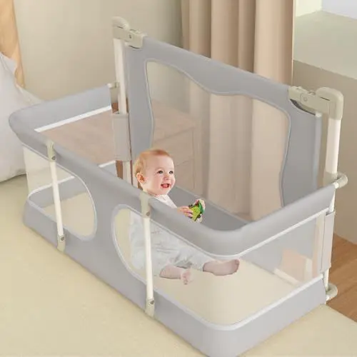 Produktbild: G TALECO GEAR Beistellbett Baby, Das baby schläft im babybett, laufstall baby faltbar, rausfallschutz bett, geländer das bett des schlafbettes reguliert steigende und sinkende gitterstäbe