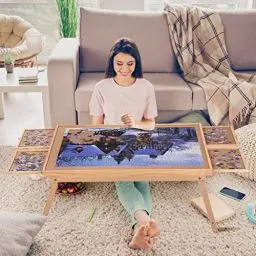 Produktbild: G TALECO Gear Puzzlebrett 1500 Teile, Puzzletisch mit 4 Schubladen und Abdeckung, 87 x 67 cm tragbarer Puzzletisch mit klappbaren Beinen für Erwachsene und Jugendlic