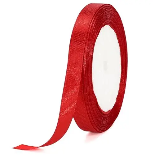 Produktbild: G2PLUS Rot Satinband 10mm, Dekoration Geschenkband, 22m Schleifenband zum Bastel, Rot Satin Dekoband für Geschenkverpackung, Dekoration