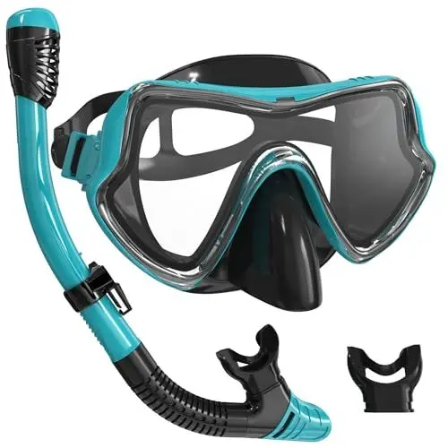 Produktbild: G2RISE SN02 Schnorchelset Erwachsene - Tauchermaske Taucherbrille Trockenschnorchel mit Breath Easy Airflow Tech & Anti-Fog Design für Herren und Damen (Kommt mit einem zusätzlichen Mundstück)