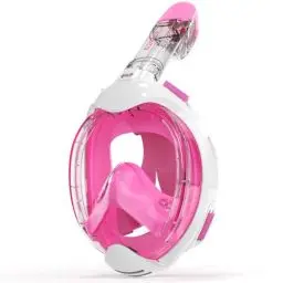 Produktbild: G2RISE® Schnorchelmaske Kinder, tauchermaske vollgesichtsmaske, CO2-sichere, Anti-Beschlag und Trockenoberteil Schnorchel Vollmaske (Weiß Rosa)