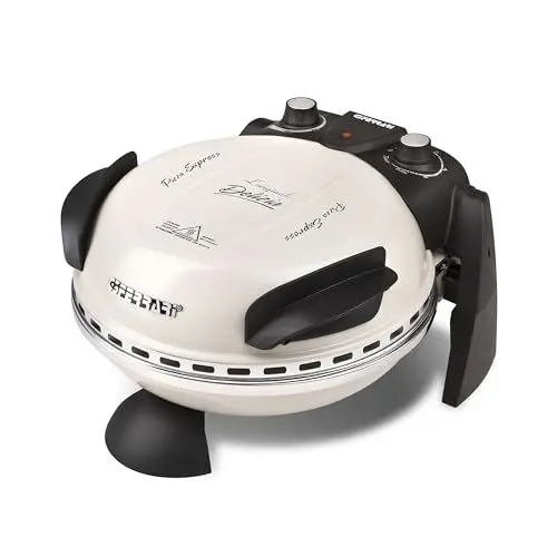 Produktbild: G3Ferrari elektrischer Pizzaofen Delizia G1000617 Icy Cream - limited Edition - bis 400 Grad mit feuerfestem Naturstein/Pizza uvm. in 3 Minuten/auch für Tisch und Garten, Weiß