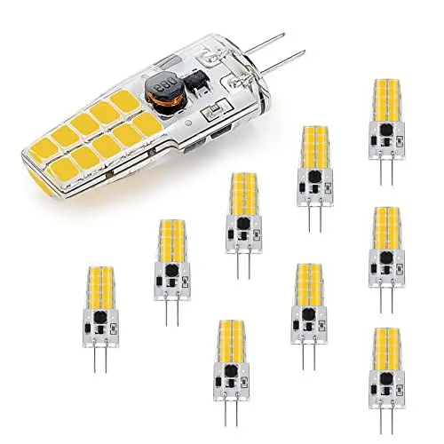 Produktbild: G4 LED Dimmbar Lampen,AC/DC 12-24V G4 LED Birnen,250LM,Naturweiß 4000K,Kein Flackern Glühbirne,2W Ersetzt 20W Halogenlampen,kleine Stifsockellampen,für Dunstabzugshaube für die Küche,10er Pack