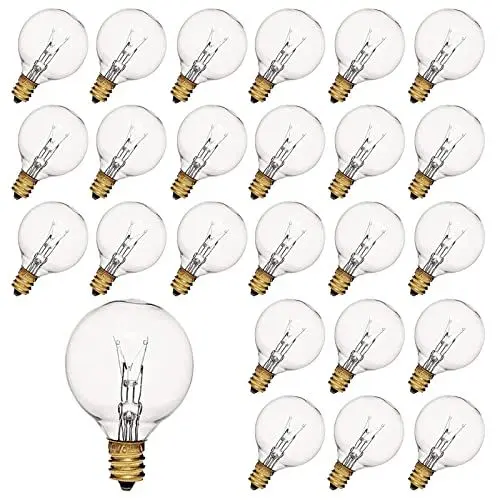 Produktbild: G40 Globe Klar Ersatz Glühbirnen 25 Stück ​7W Wolfram Edison Glühbirnen E12 Sockel 2200k Warmweiß für Terrassenbeleuchtung dekoration Hochzeit Balkon Veranda Party Dekoration, 220-240 Spannung