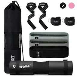 Produktbild: G4Free 9er Set Langhantel Polster/Nackenpolster/Barbell Pad für Kniebeugen/Hip Thrusts/Lunges/Olympic Barbell mit 2-Gym-Knöchel-Sicherheitsgurten&3-Hüft Widerstandsbänder & 2-Fitnessband