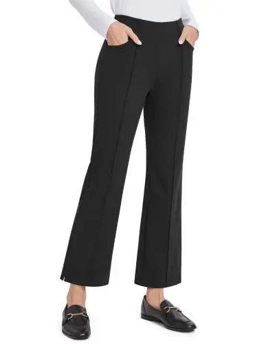 Produktbild: G4Free Yoga Hosen Damen Stretch mit Taschen Anzughose Hohe Taille Weites Bein Hose Trainieren Jazzpants Arbeitshose Knöchelhose Schlaghose