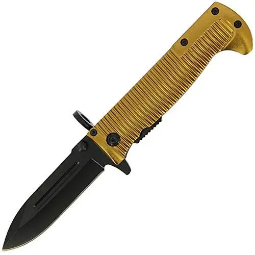 Produktbild: G8DS Einhandmesser Aluminium gold schwarz Gürtelclip