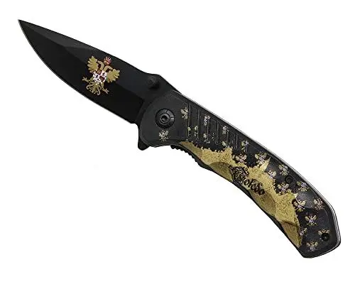 Produktbild: G8DS® Klappmesser Scharfes Outdoor Messer Jagdmesser & Survival Knife Einhandmesser Taschenmesser mit Edelstahlklinge (Toledo Gold)