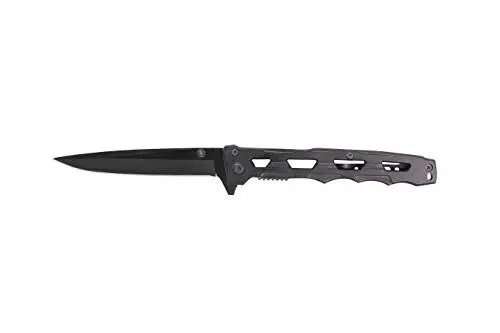 Produktbild: G8DS® Lock Knife mit Gürtelclip Einhandmesser Stiletto Schwarz