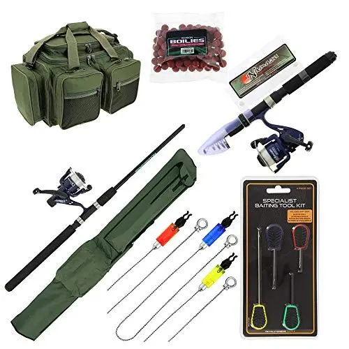 Produktbild: G8DS XXL Angelset, Zwei Ruten, Rutentasche, Boilies, Allzwecktasche, Ködernadeln, Kettenanzeiger, Outdoor, Freizeit, Angeln