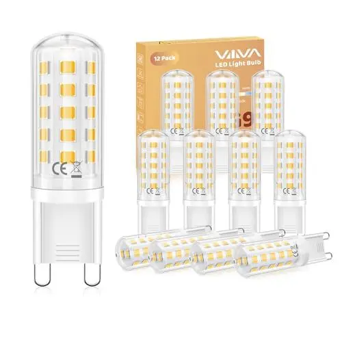 Produktbild: G9 LED Warmweiß 3000K 5W-12er Pack, G9 LED Lampe, G9 Leuchtmittel 5W Ersatz Für Halogenlampe 45W, G9 Glühbirne 500 Lumen, 360°Abstrahlwinkel, Nicht Dimmbar, Kein Flackern, Enegiesparende kleine Birne