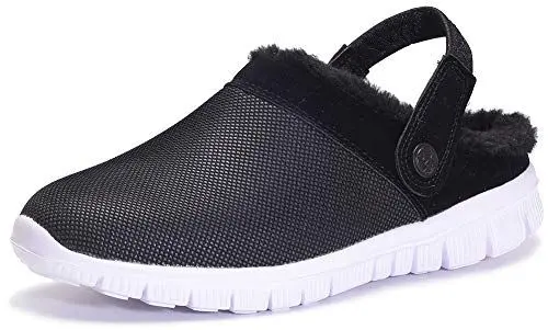 Produktbild: Gaatpot Hausschuhe Herren Damen Clogs Winter Haus Pantoffeln Warme Plüsch Gefüttert Gartenschuhe Gartenclogs Schuhe rutschfest Schwarz&Weiß 47 EU