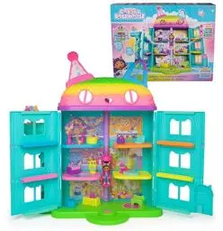 Produktbild: Gabby’s Dollhouse, 15-teiliges Purrfect Party Puppenhaus Spielset im Regenbogen-Look, über 60cm mit Gabby-Figur, Möbeln und Geräuscheffekten, ab 3 Jahren
