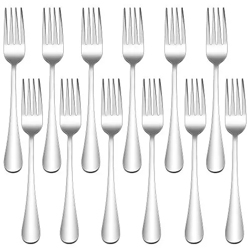 Produktbild: Gabeln 12 Stück, Joyfair Edelstahl Tafelgabeln Menügabeln Set, Elegantes & Modernes Gabeln Besteck Set, 19.5cm Große Essgabel für Zuhause/Restaurant/Hotel, Hochglanzpoliert & Spülmaschinenfest