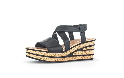 Produktbild: Gabor Damen Keilsandalen, Frauen Sandalen,Best Fitting,Keilsandaletten,Keilabsatz,Wedge-Heel,Sommerschuhe,Freizeitschuhe,schwarz,38 EU / 5 UK