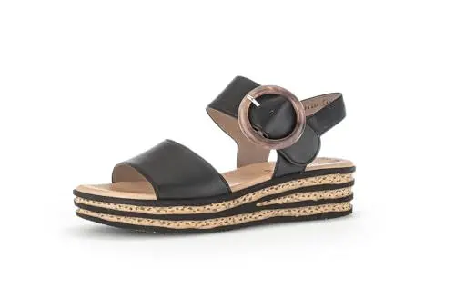 Produktbild: Gabor Damen Plateausandalen, Frauen Sandalen,Best Fitting,offene Schuhe,Strandschuhe,Plateausandaletten,Dicke Sohle,bequem,schwarz,40 EU / 6.5 UK