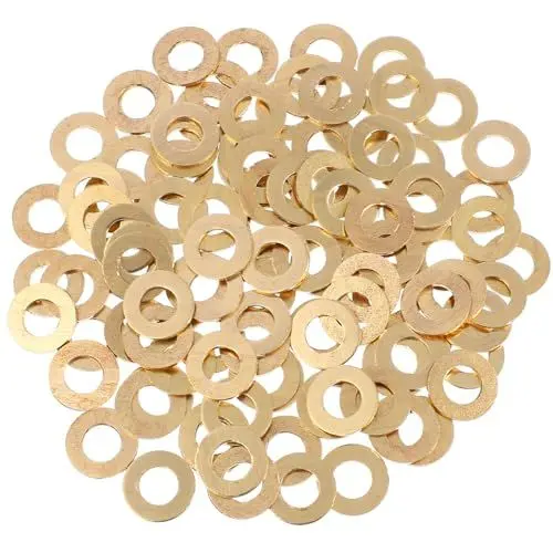 Produktbild: Gadpiparty 100 Stück Goldene Messing-Unterlegscheiben Unterlegscheiben-Dichtungswerkzeug Dicke Hardware-Werkzeug Runde Dichtung Flache Unterlegscheiben Dichtungsscheiben Flache Ringe 0 59