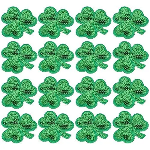 Produktbild: Gadpiparty 1 Satz 20 STK Klee Patch Patricks Day Kleidung Applikationen Jeans-Patches Hutflecken Patricks Day Accessoires Pailletten-Kleeblatt-Patches Annähen Irland Polyesterfaden Mantel