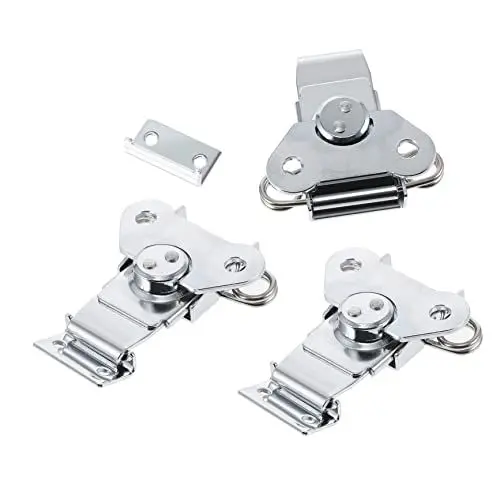 Produktbild: Gadpiparty 1 Satz Frühlings-schmetterlings-reißverschluss Käfig Latches Feder Geladen Kippriegel Riegel Drücken Starker Latchriegel -befestigungsfachabteil Verriegeln Edelstahl 304 Silver 3st