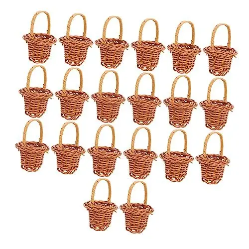 Produktbild: Gadpiparty 20 Stück Mini-körbe Aus Natürlichem Rattan – Handgewebte Weidenkörbe Mit Griffen Perfekt Für Hochzeiten Dekorativer Blumenkorb