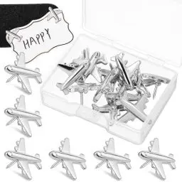 Produktbild: Gadpiparty 24 Stück Flugzeug-Reißzwecken Mit Box Dekorative Reißzwecken Aus Metall Flugzeug-Reißzwecken Papier Foto Memo Dokument Reißzwecken Für Korktafeln Fotorahmen Postkarten