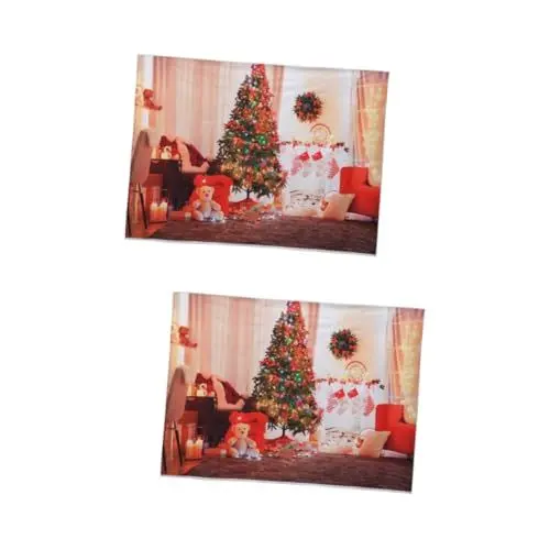 Produktbild: Gadpiparty 2St Fotografie Hintergrundtuch Kinder Frohe Weihnachten Fotografie Hintergrund Teppiche für Kinder Weihnachtskamin Hintergrundfoto -Kulisse Weihnachtsbaum schmücken