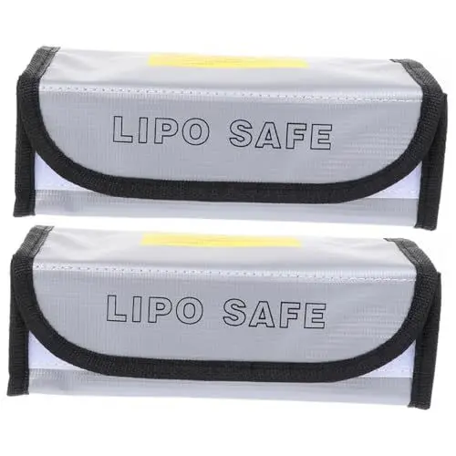 Produktbild: Gadpiparty Batterie-aufbewahrungskoffer Feuerfeste Tasche 2 Stück Batterie-schutztasche Silber 185 Mm X 75 Mm X 60 Mm Hitzebeständige -batterie-sicherheitstasche