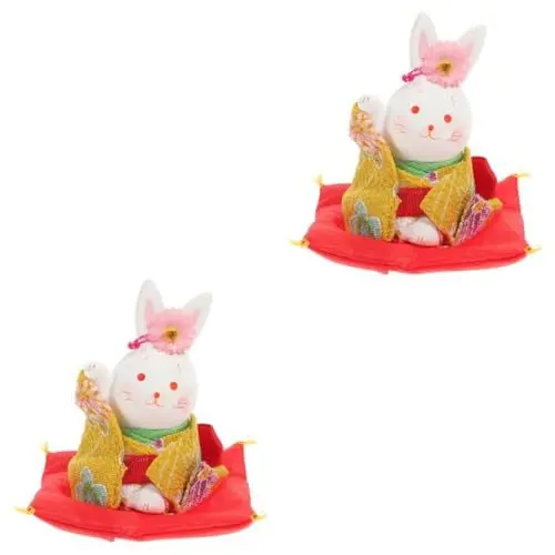 Produktbild: Gadpiparty 2st Glückskaninchen 2023 Cartoon-Kaninchen-Desktop-Ornament Hasenpuppe Fürs Auto Maneki Neko Hasenfiguren Und Statuen Für Hasenliebhaber Mini Gips Senfkörner