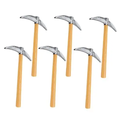 Produktbild: Gadpiparty 6 Stück Gefälschte Spitzhacke Modell Holz Und Silber Farbe Spielzeug Spitzhacke Zwerg Kostüm Requisite Kinderwerkzeug Für Halloween-Kostümaufführung