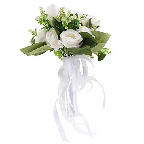 Produktbild: Gadpiparty Brautstrauß Brautjungfernsträuße Für Die Hochzeit Ramos De Novia Hochzeitsblumensträuße Brautsträuße Hochzeitsblumen Rose Künstliche Mori-Abteilung Weiß