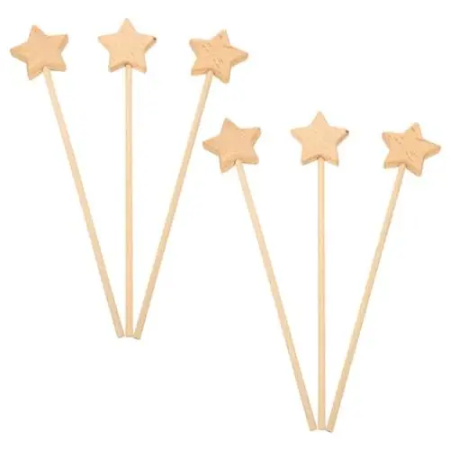 Produktbild: Gadpiparty Halloween Kostüm 6 Stück Hölzerne Stern-Feen-Zauberstäbe Aus Unlackiertem Holz. Basteln Sie Ihre Eigenen Prinzessinnen-Zauberstäbe Für Diy-Kunsthandwerk Und Die Herstellung Von