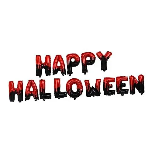 Produktbild: Gadpiparty Happy Halloween Luftballons Banner Schwarz Rot Wiederverwendbare Partydekoration Für Halloween Kreative Buchstabenballons Für Innen Und Außeneinsatz Für Jede Feier Und