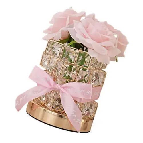 Produktbild: Gadpiparty Kristall-Rosenlampe Tischlampe schlafzimmerlampe dimmbar Dekorative Beleuchtung kristallrose Kristalldekoration Lampen für den Schreibtisch niedliche Lampenästhetik Seidentuch Rosa