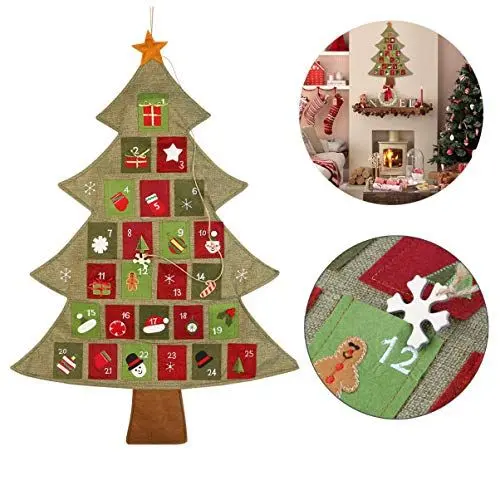Produktbild: Gadpiparty Weihnachts-Countdown-Kalender Wand-Adventskalender Filz-Adventskalender Weihnachtsdekoration Weihnachts-Adventskalender Aus Stoff Weihnachts-Adventskalender Aus Stoff