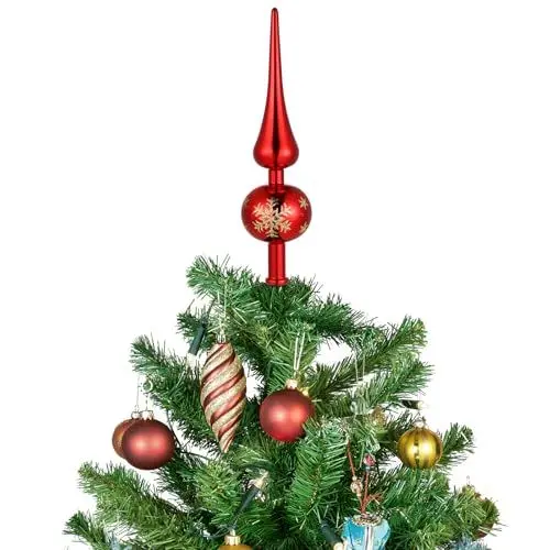 Produktbild: Gadpiparty Weihnachtsbaumspitze Stern Saisonale Baumkrone Weihnachtsbaumspitzenstern Spitz Zulaufende Christbaumspitze Aus Glas Christbaumschmuck Tischstern 3D Gemalt Dekorationen Plastik