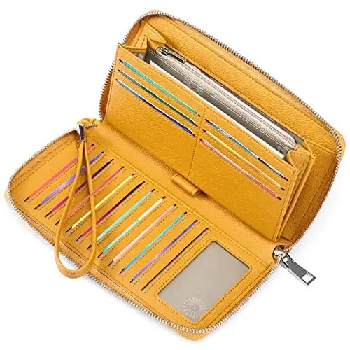 Produktbild: GAEKEAO Damen Geldbörse, große Kapazität Leder Damen Geldbörsen Reißverschluss Kupplung mit RFID-Blockierung und Mehreren