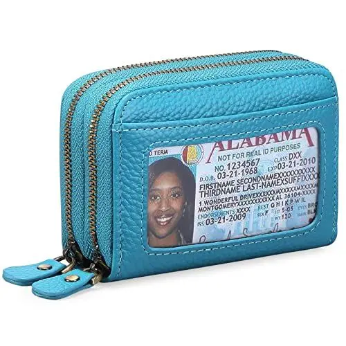 Produktbild: GAEKEAO Damen Geldbörse klein aus Echtes Leder, Geldbeutel für Frauen mit RFID-Schutz, Mini Damen Portemonnaie Münzfach Zipper Brieftasche Kartenhalter mit vielen Kartenfäche