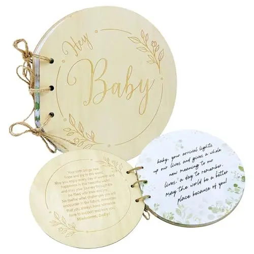Produktbild: Gästebuch Babyparty Erinnerungsalbum, Holz Babyparty Gästebuch, baby shower babyparty deko, Segen Für Das Baby Und Ratschläge Für Neue Eltern Und Mütter Zu Sein
