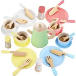 Produktbild: GAGAKU Geschirrset aus Holz Teeservice Kinder Kinderküche Zubehör Holz - 28 Teiliges Spielküche Zubehör für Mädchen und Jungen, Holz Küchenzubehör für Kinder