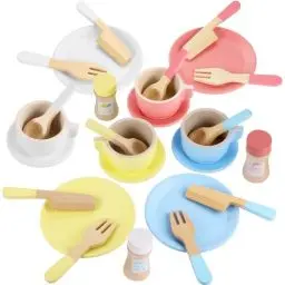 Produktbild: GAGAKU Geschirrset aus Holz - 27 Teiliges Spielküche Zubehör Kinderküche Zubehör Holz für Kinder Teeset Kinderspielzeug für Mädchen und Jungen