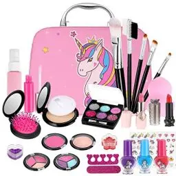 Produktbild: GAGAKU Kinderschminke Set Mädchen, 27PCS Waschbar Schminke Kinder Schminkkoffer Spielzeug Kindern Makeup Set Rollenspiel Kosmetik Spielzeug Weihnachten Geschenk für Mädchen 4 5 6 7 8 Jahre